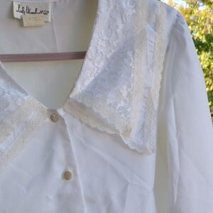 Double Lace Collar White Blouse